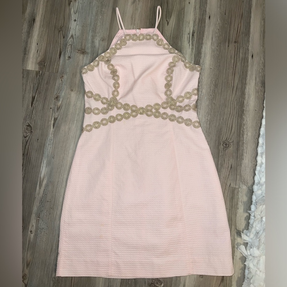 Lilly Pulitzer pearl shift dress light pink (gold accents) size 4